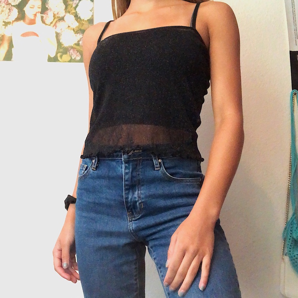 Black mesh tank top